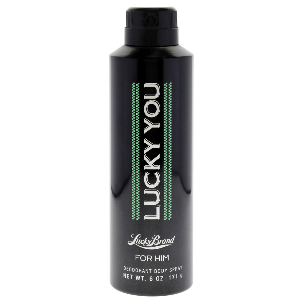Lucky Brand Lucky You deodorant body spray bottle pour shows floral fruity freshness for daily use.