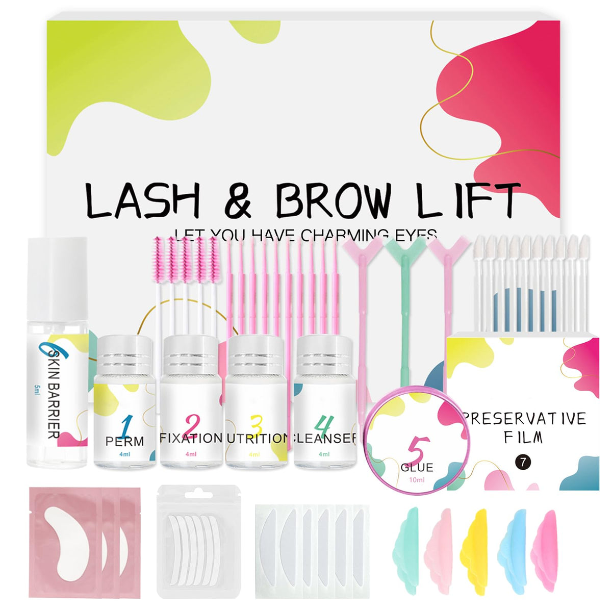 LUCKY CAT upgraded eyelash lift kit packaging highlights all-in-one at-home salon tools.