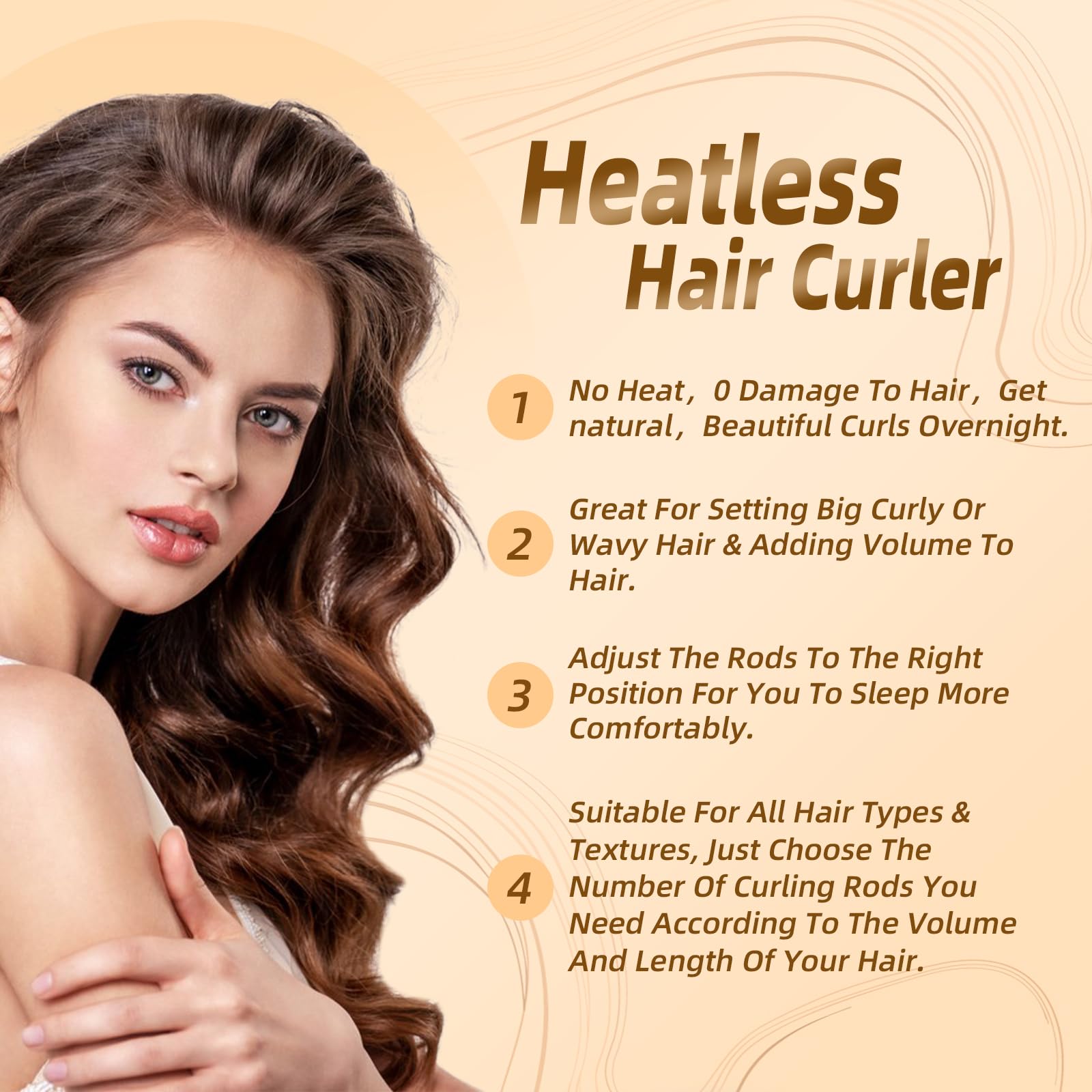 Luckybear nighttime curls overnight on pillow, soft satin help prevent snagging.