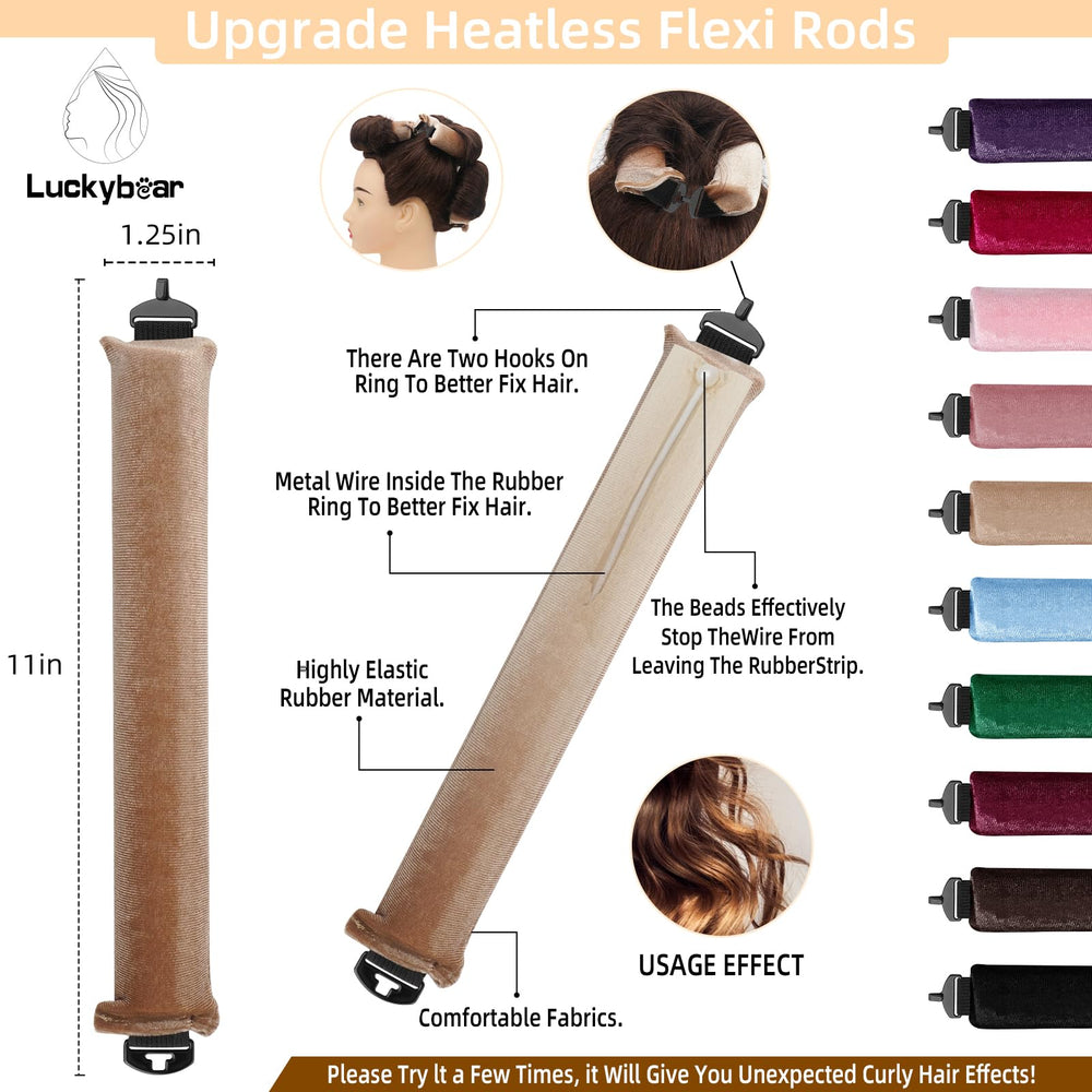 Luckybear overnight heatless hair curler jumbo rod set ready for sleeping curls and morning volume