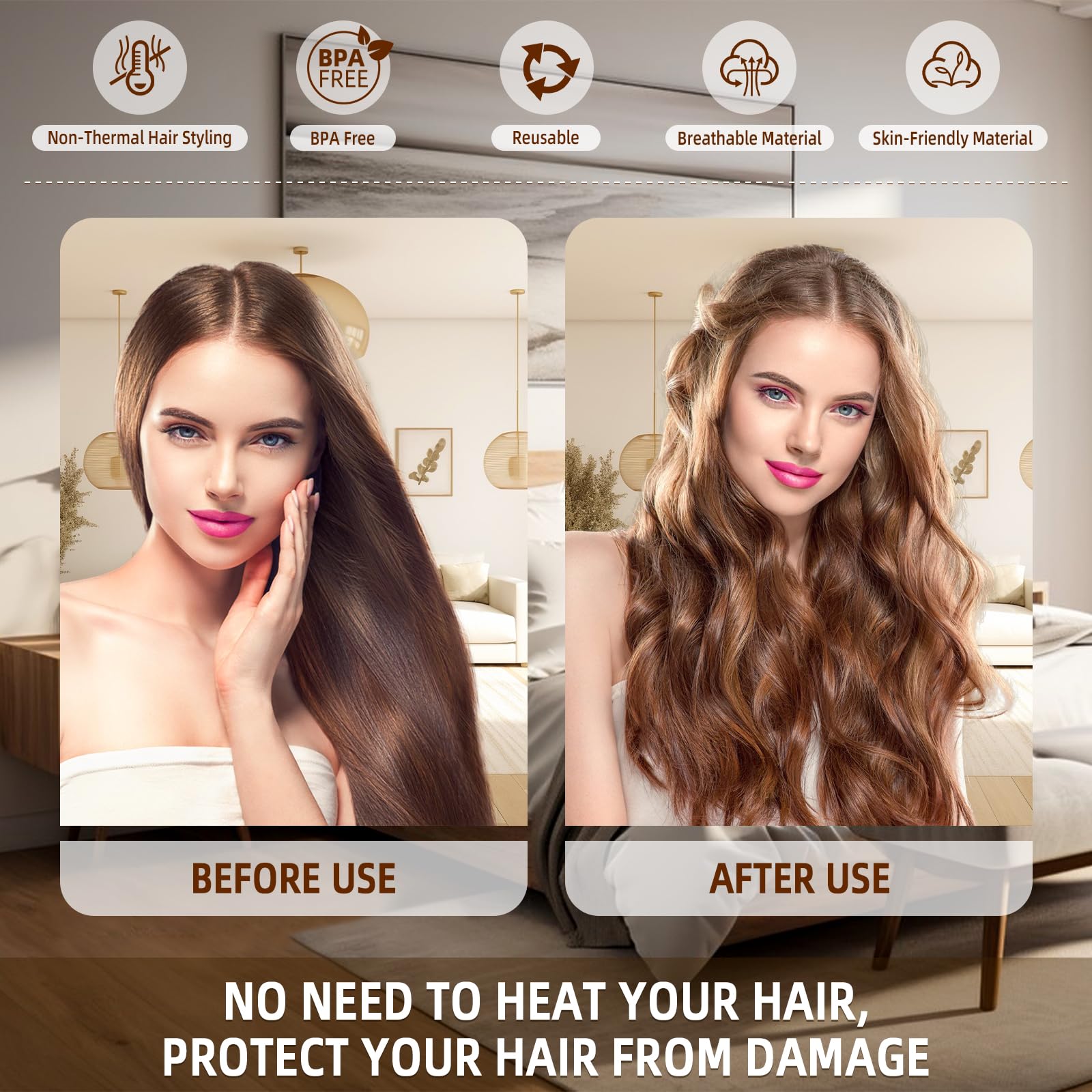Luckybear pink velvet curl set makes morning styling easy and comfortable