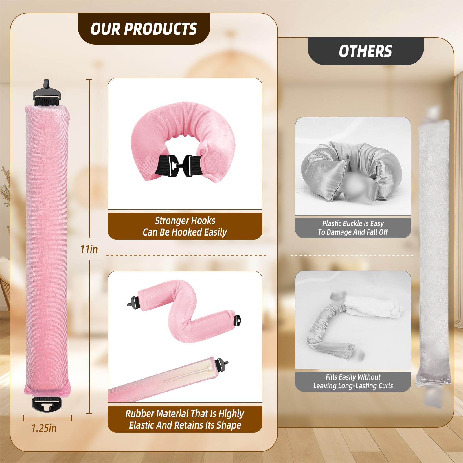 Luckybear silk scarf included supports secure heatless curl setup at night