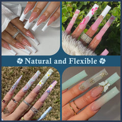 Luckyfairy 2XL straight square nail tips side view, flexible gel material for easy shaping