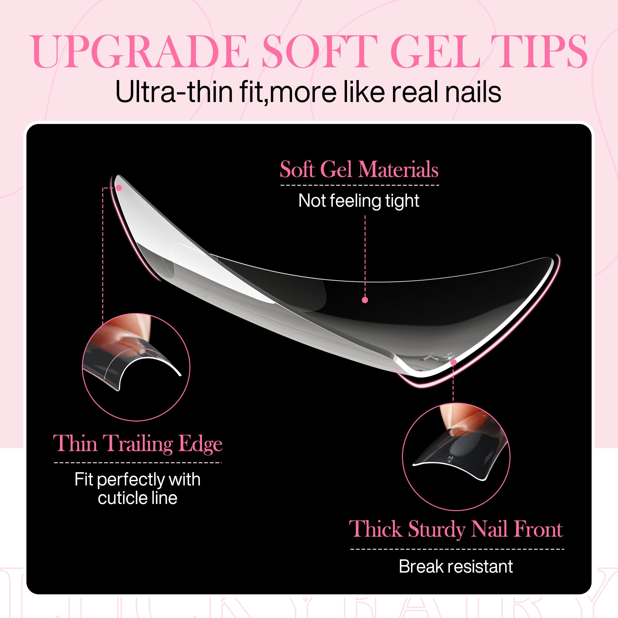 Luckyfairy duck nail tips come in 11 sizes numbered for precise fit.