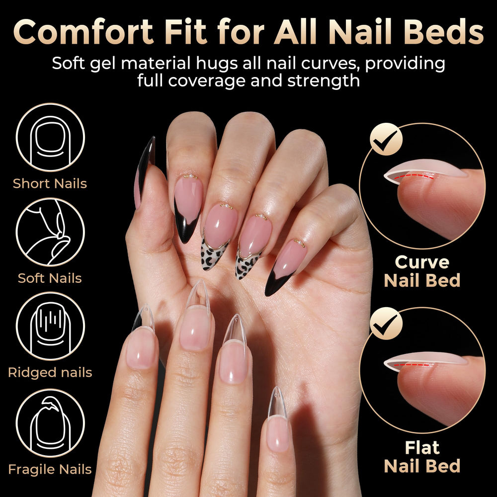 Luckyfairy pre-buffed nail tips inner frost texture enhances adhesion.