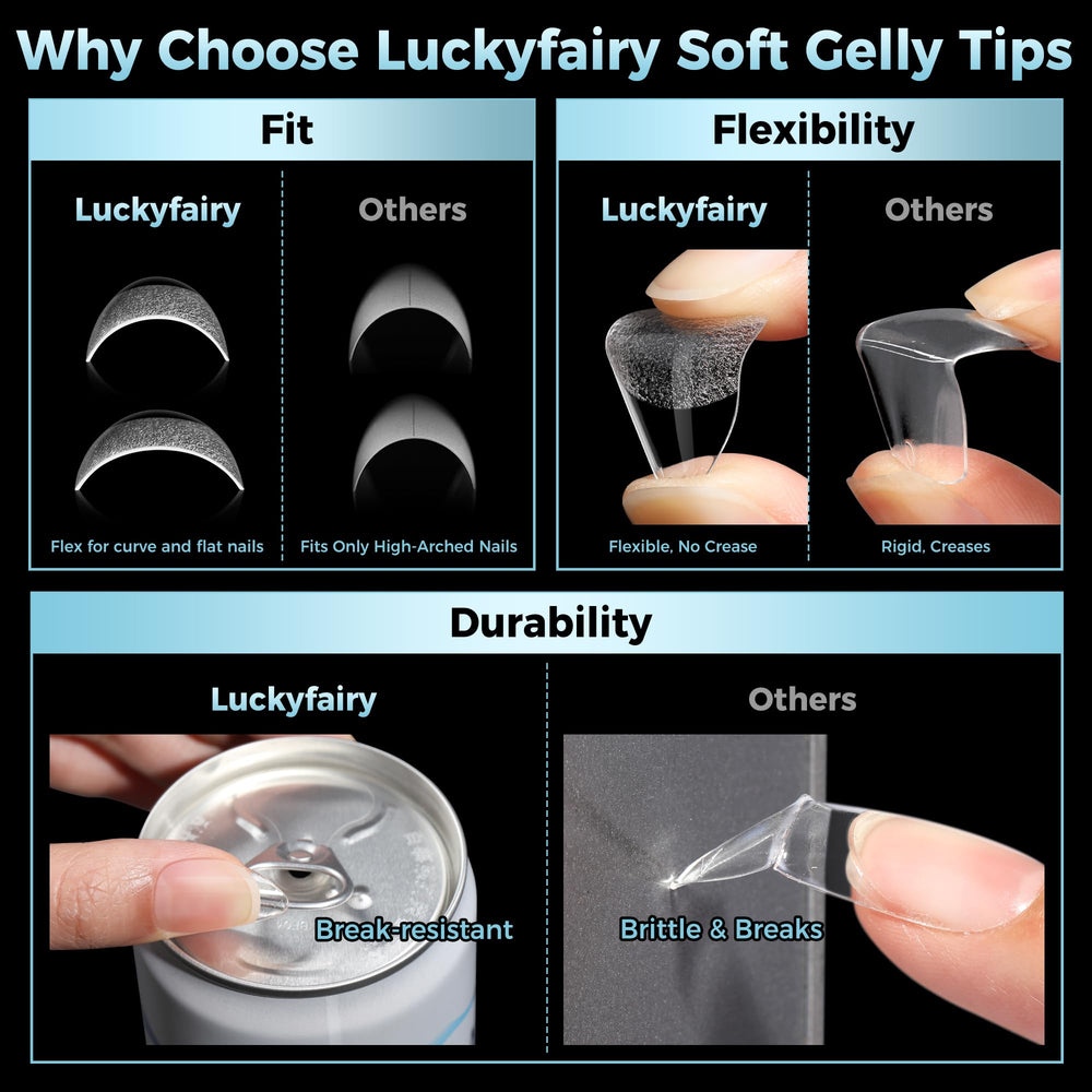 Luckyfairy soft gel material looks clear and pliable for shaping designs