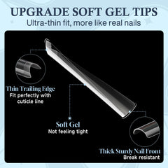 Luckyfairy soft gel material close-up, flexible tips for natural-looking extensions