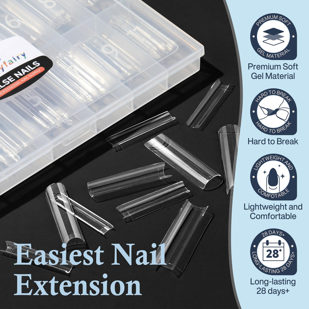 Luckyfairy tapered square tips with sturdy front edge for durable extensions