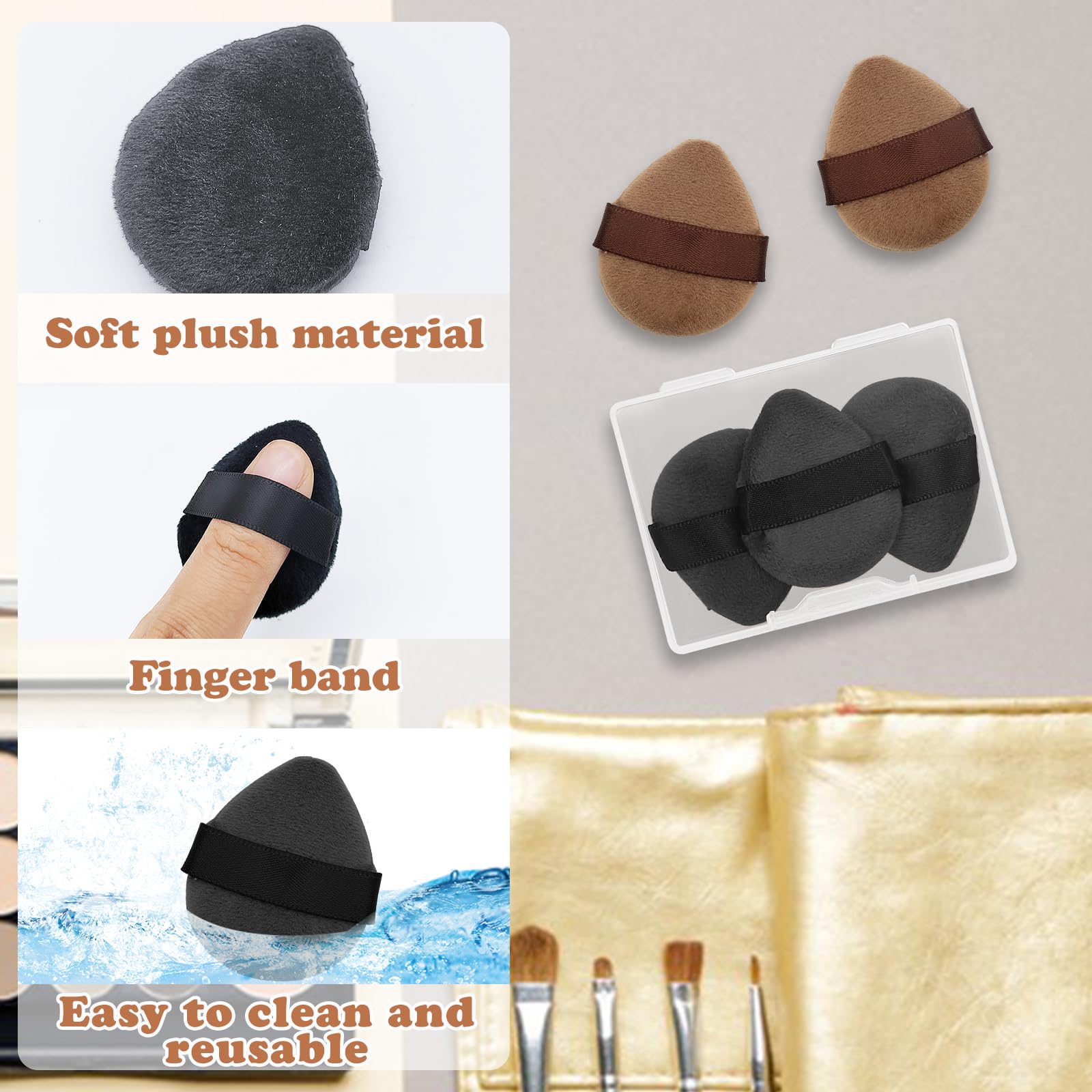 LuckyOpt puff with strap for easy grip during precise makeup application