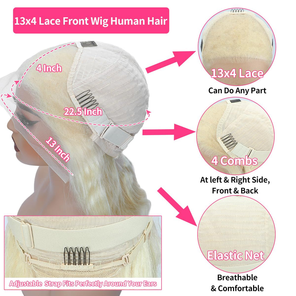 LUCLUEME 613 lace-front wig adjustable cap with combs for secure fit