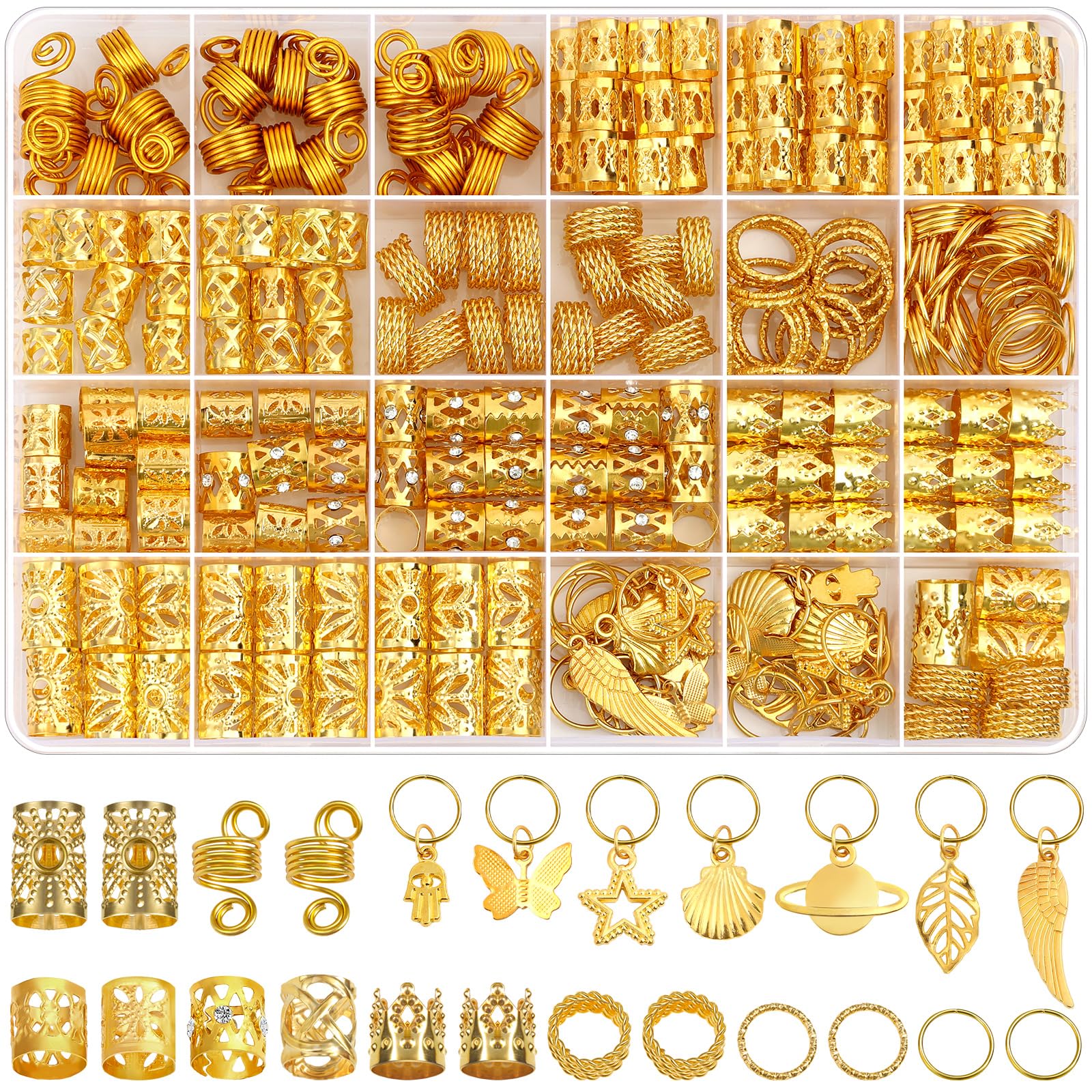 Lucomb 280 Pcs Hair Jewelry storage box keeps pieces organized for braids