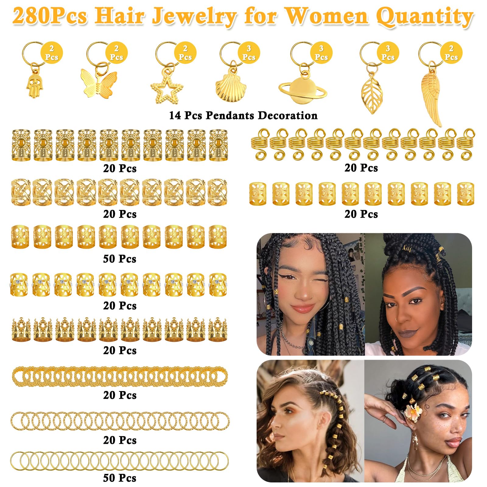 Lucomb dreadlock beads metal with smooth edges for comfortable wear