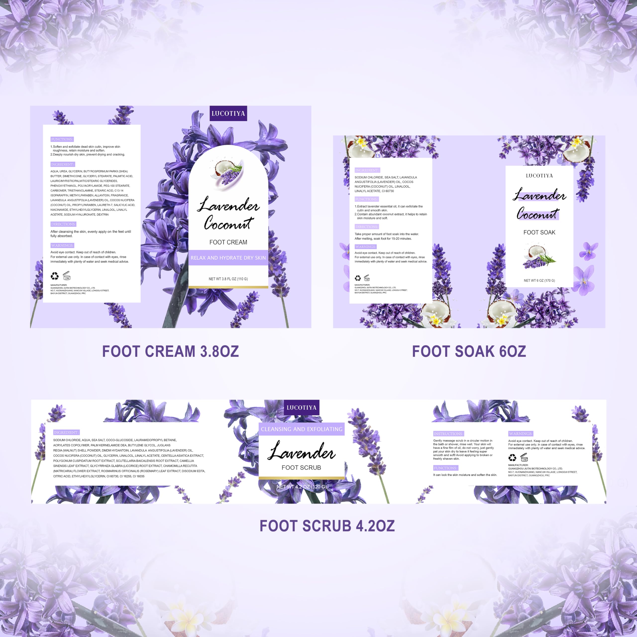 LUCOTIYA Foot Care Kit display for at-home spa routine.
