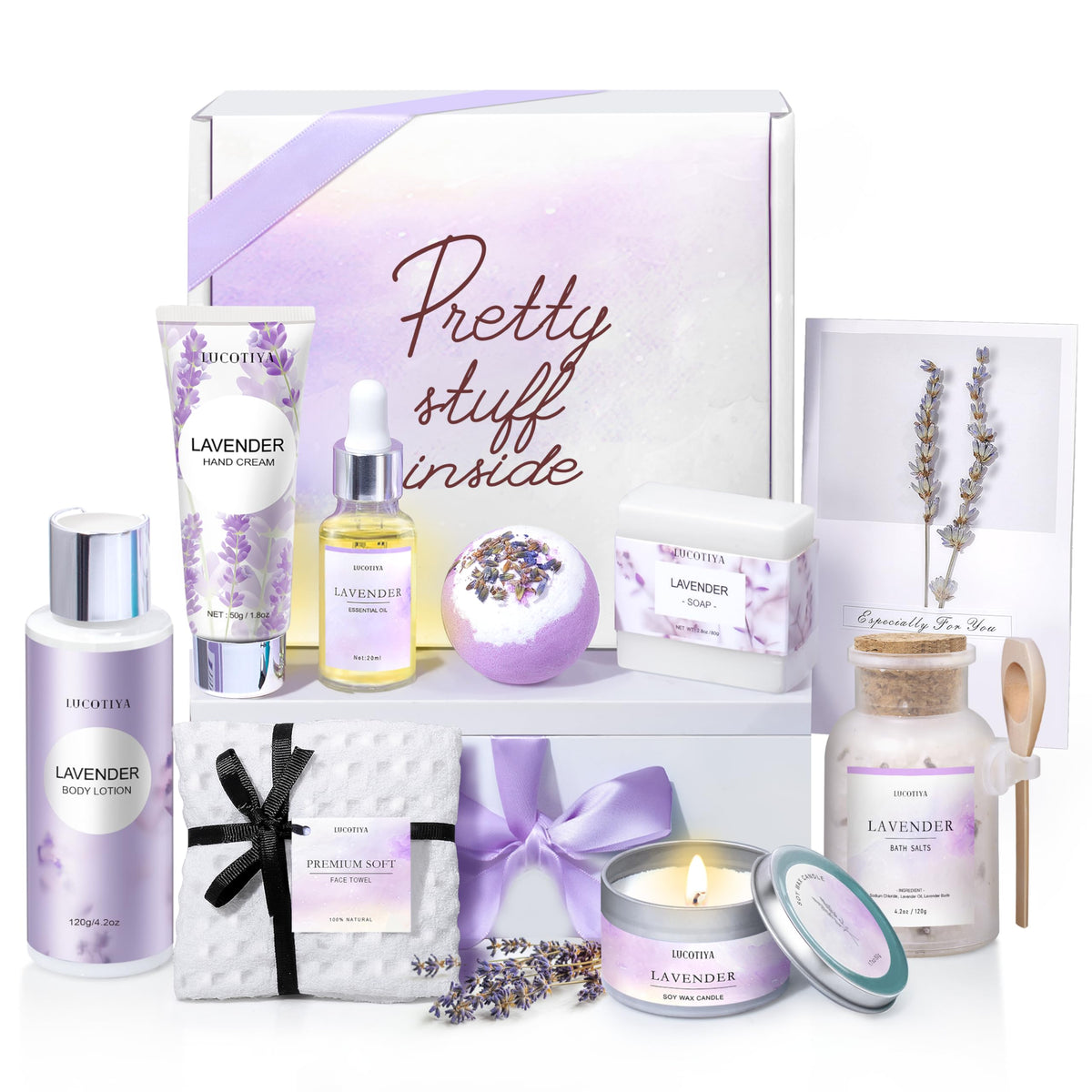 LUCOTIYA lavender spa gift box—perfect for gifting on birthdays or special occasions.