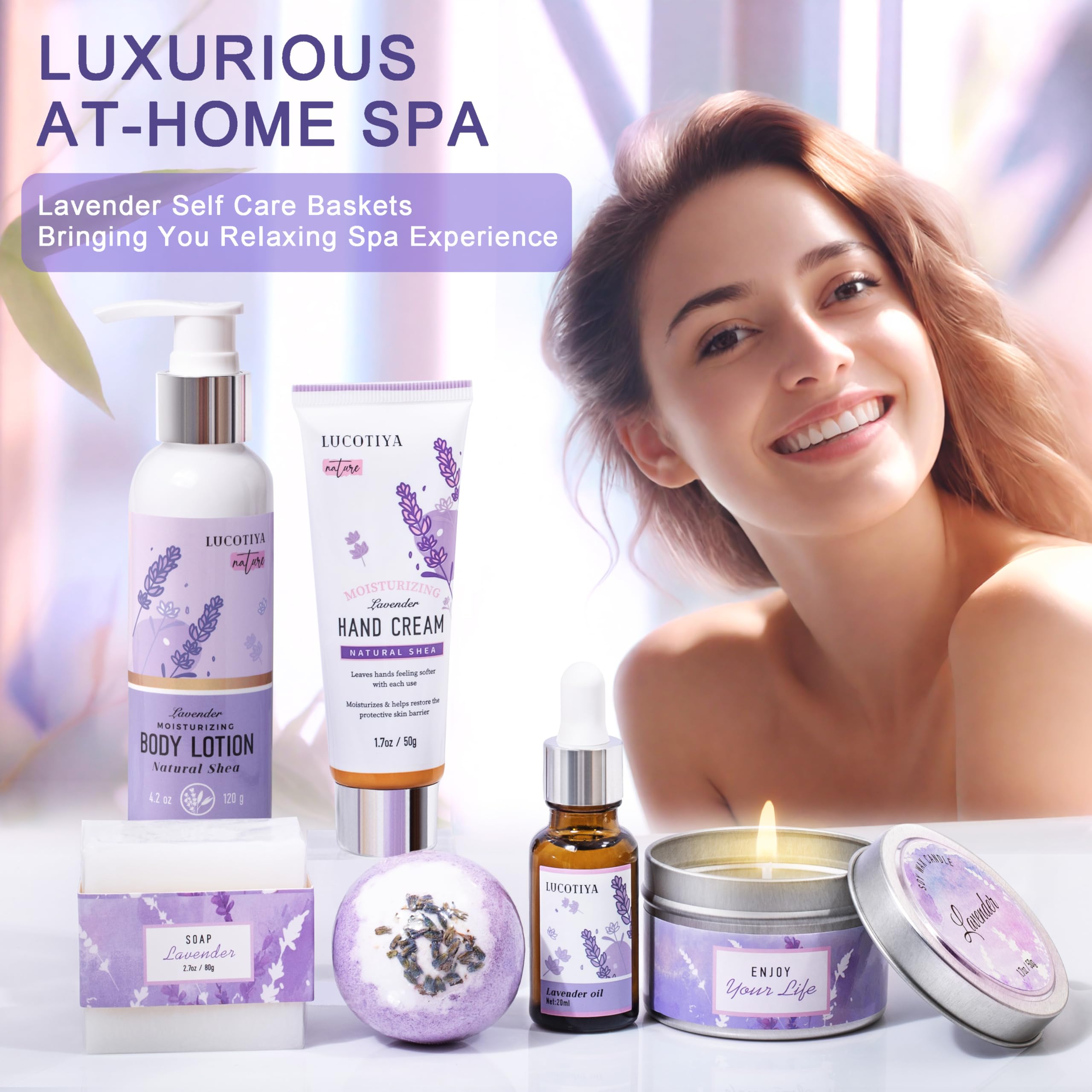 Lucotiya Lavender Spa Gift Set handmade soap bar nourishes skin with natural ingredients