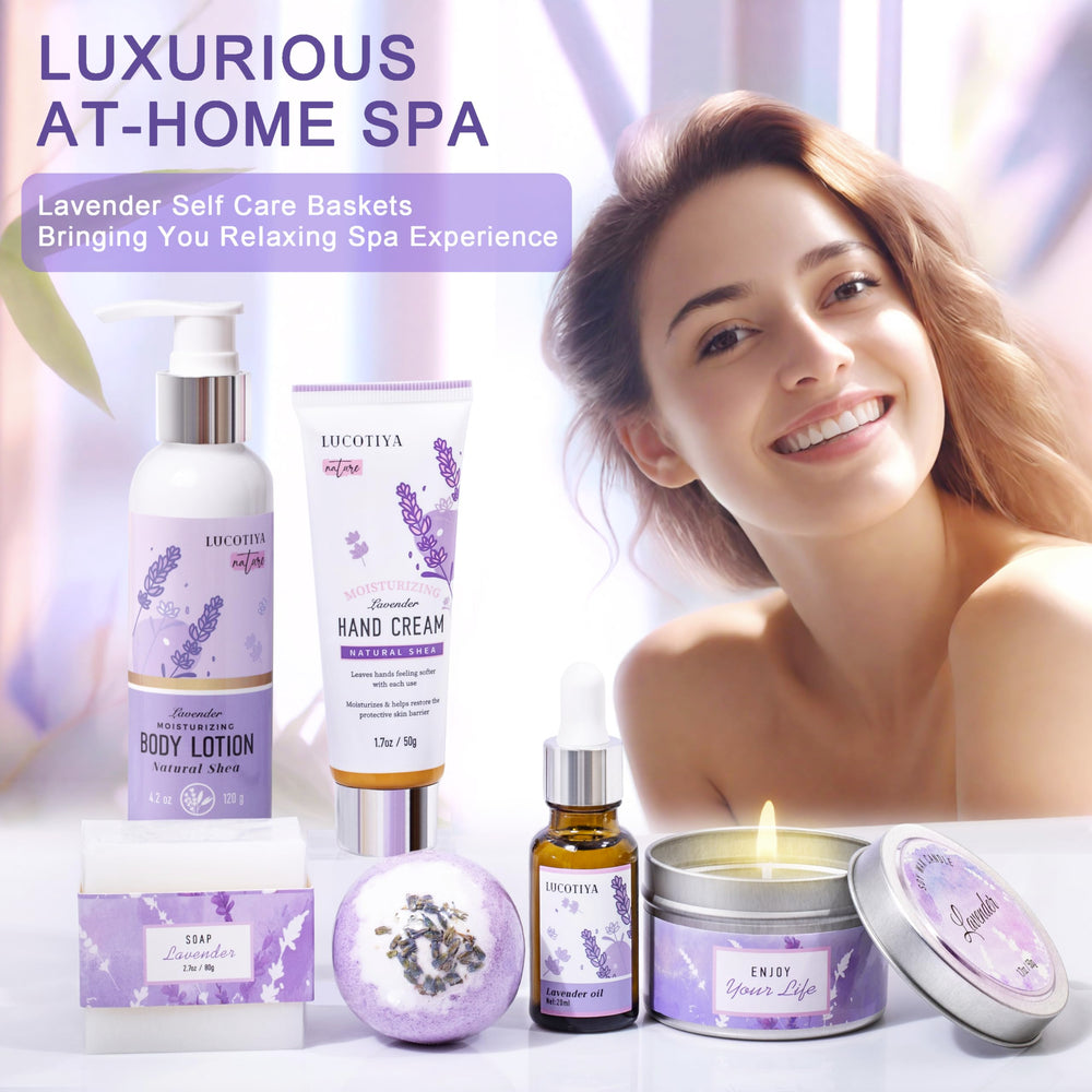 Lucotiya Lavender Spa Gift Set handmade soap bar nourishes skin with natural ingredients