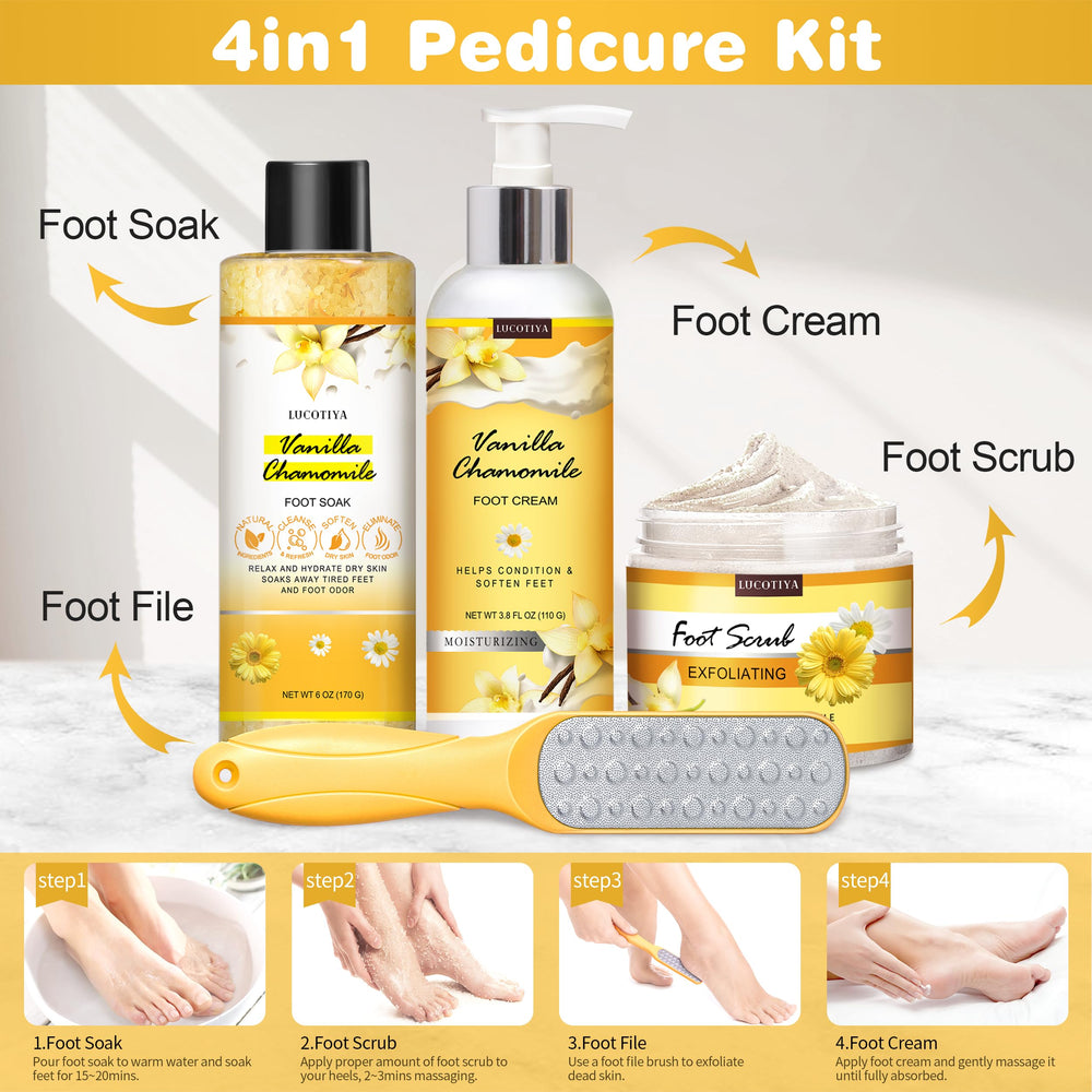 LUCOTIYA complete pedicure kit packaging is gift-ready