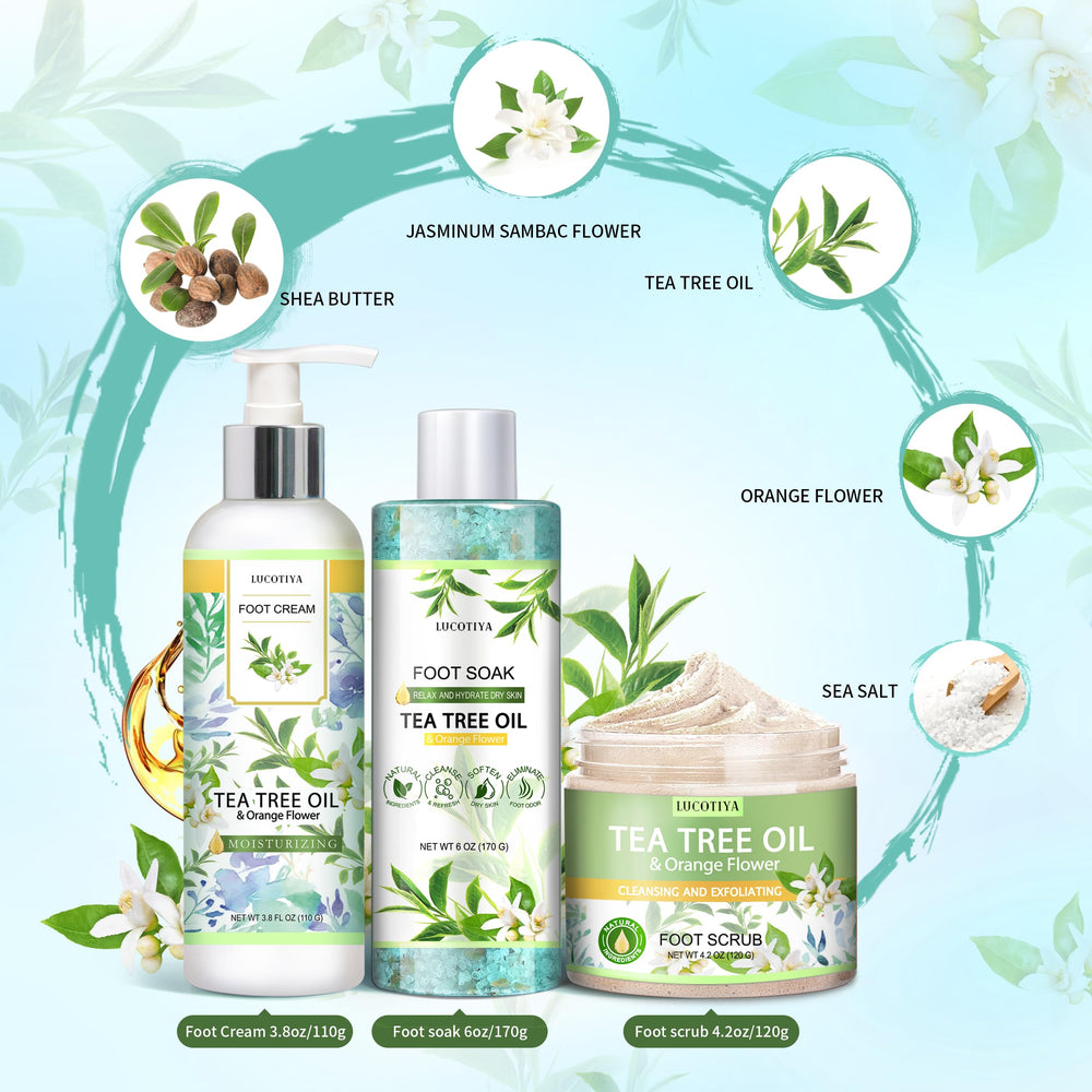 LUCOTIYA At home routine with the four item kit for foot care.