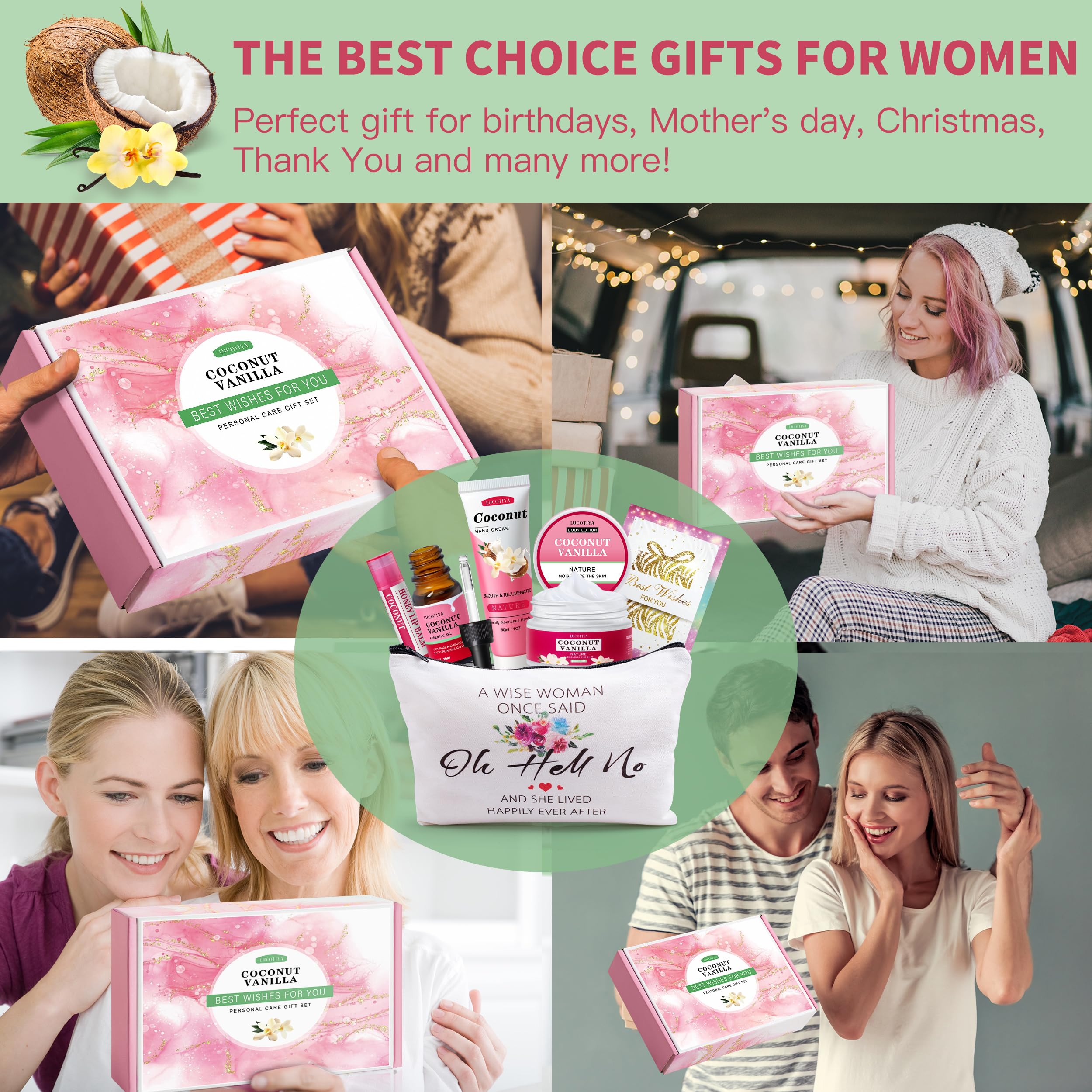 LUCOTIYA travel-size spa gift set bag—compact travel companion for on-the-go pampering.