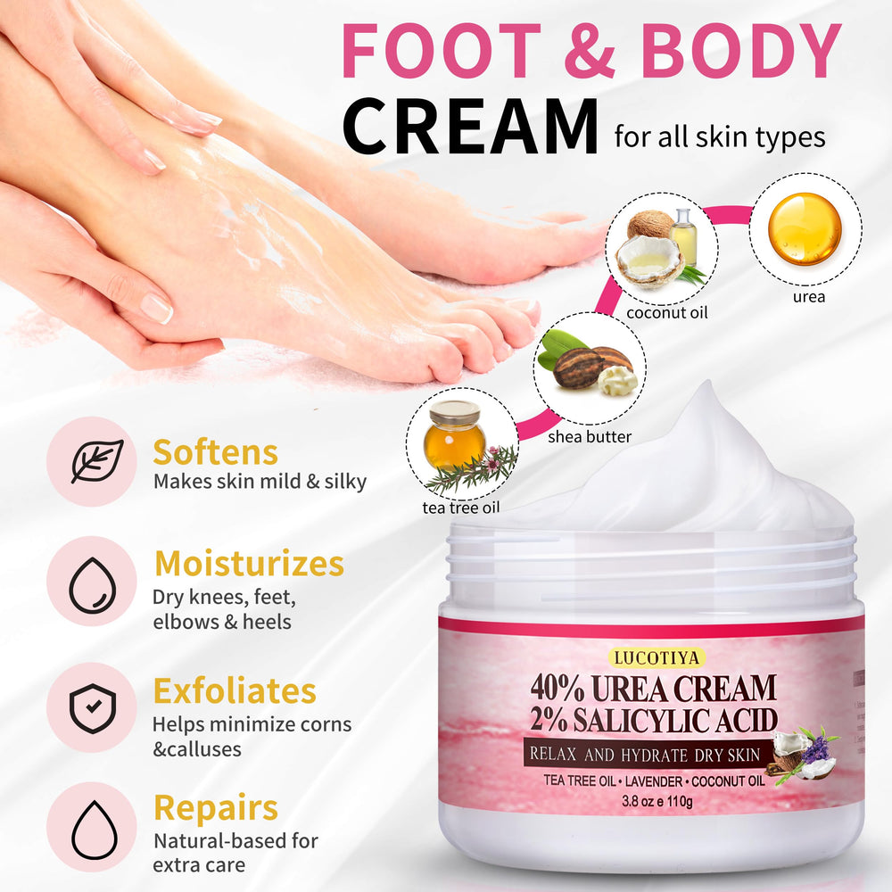 LUCOTIYA Urea Foot Cream tube highlights moisturizing formula