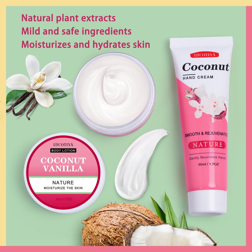 LUCOTIYA vanilla coconut lip balm—softens lips and adds subtle sweetness.