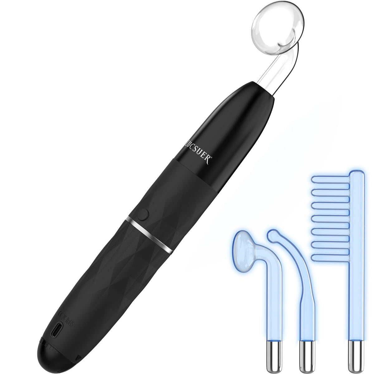 LUCSUER OxyGlow 2 cordless facial device in use for at-home skincare.