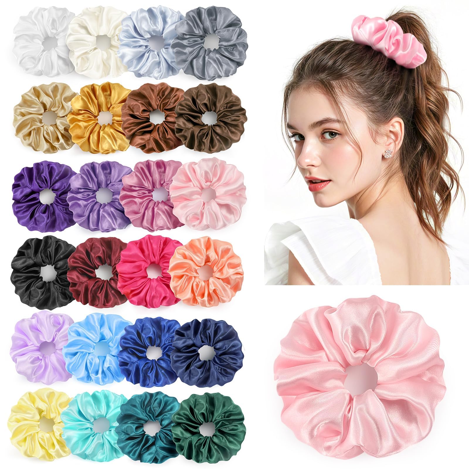 LUDILO hair scrunchies 24-colors pack for daily outfits and style options.