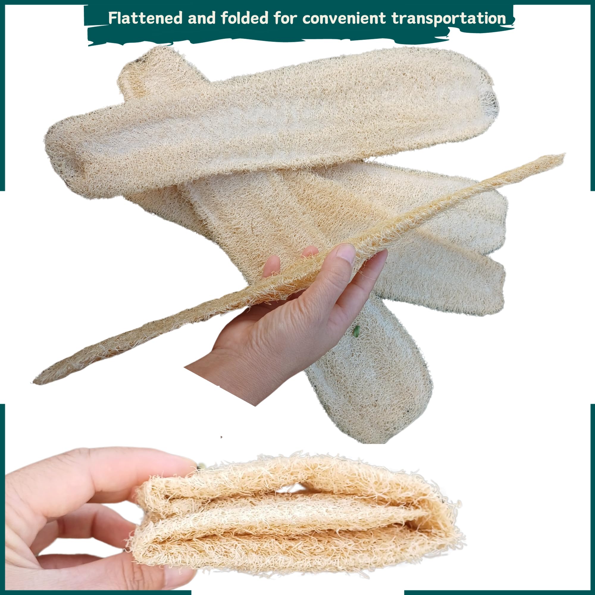 LUFAFY loofah flat-packed packaging ready to soak before use for softness