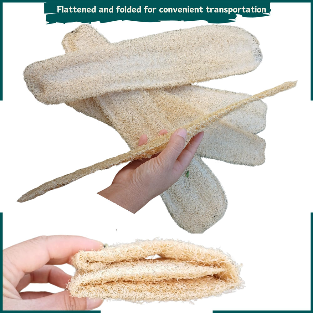LUFAFY loofah flat-packed packaging ready to soak before use for softness
