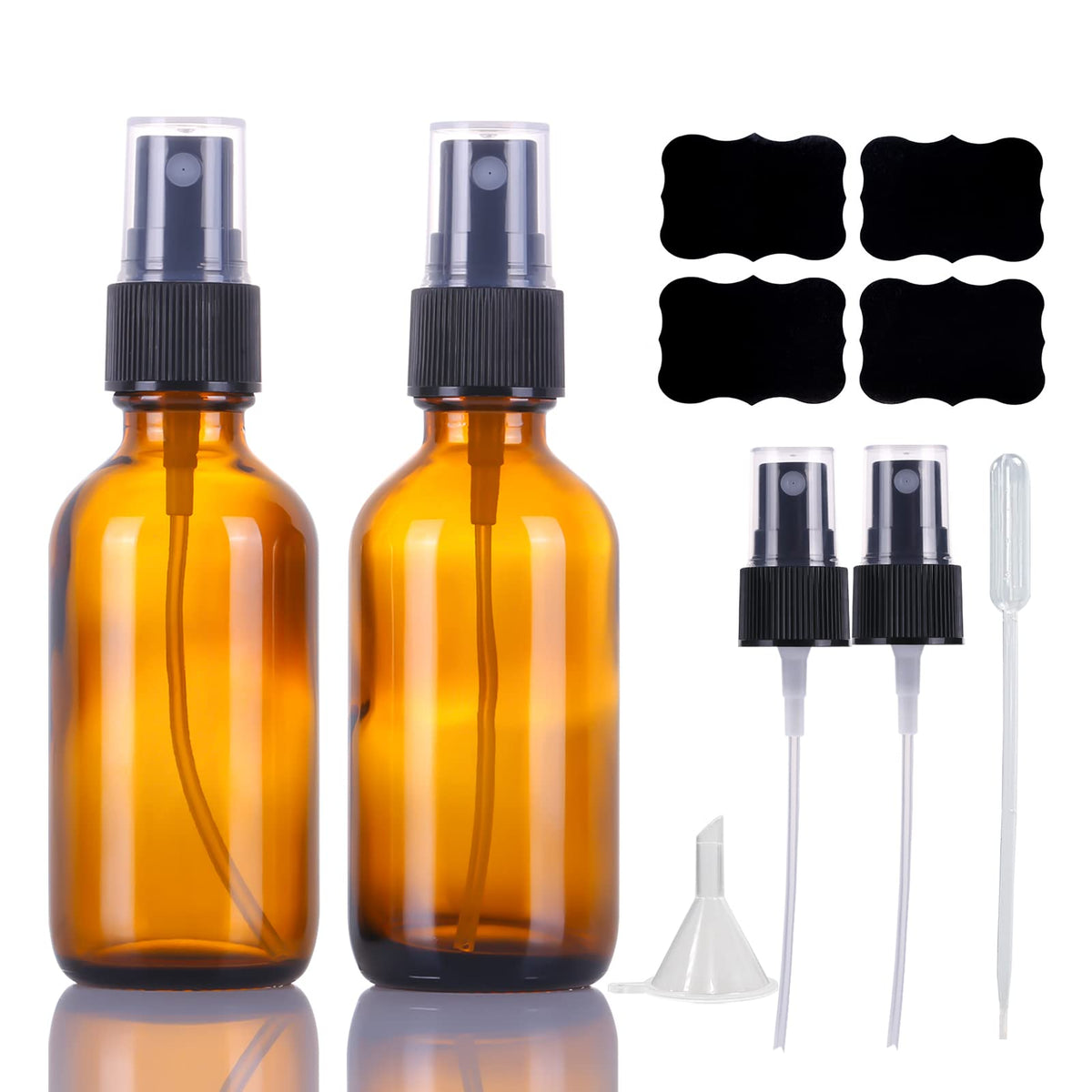 LUFEVRM amber glass spray bottle 2oz—compact, reusable for travel cosmetics.