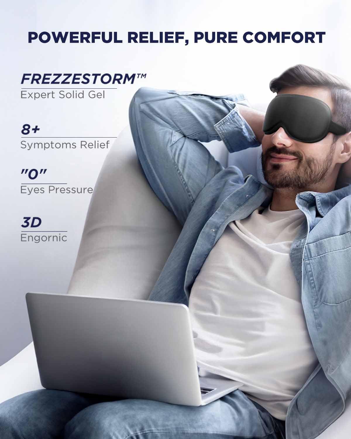 Luguiic gel eye mask prepared for cold therapy in freezer