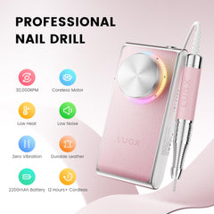 LUGX nail drill seven-piece bit set for versatile shaping and detailing.