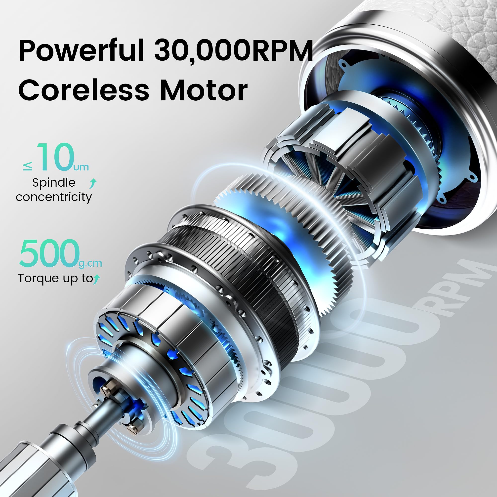 LUGX nail drill coreless motor for efficient performance at speed.