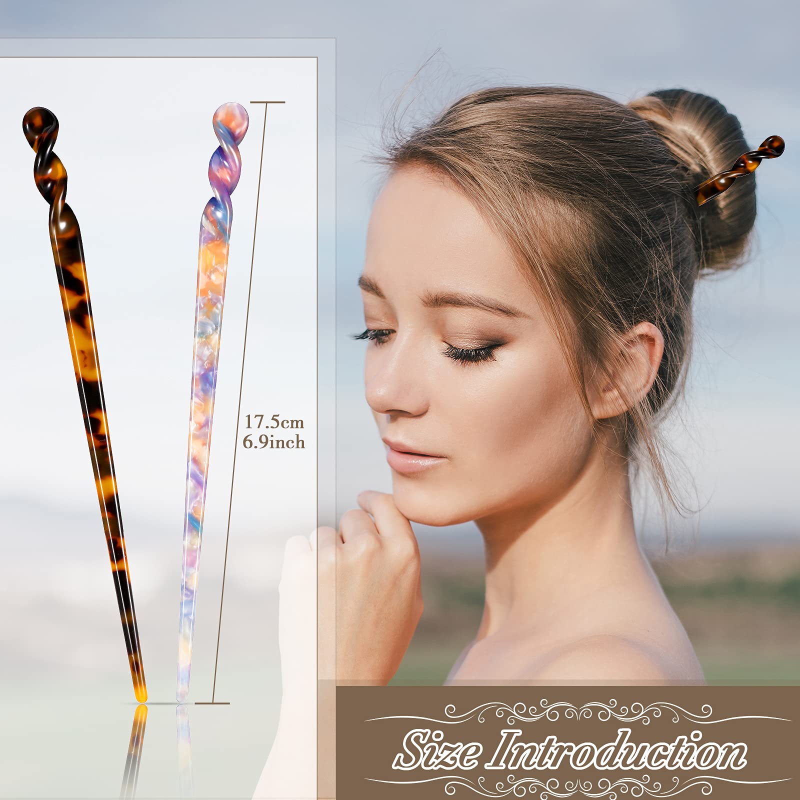 Luinabio acetate hair sticks colorful set ready for versatile daily looks.
