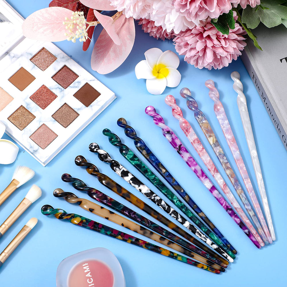 Luinabio packaging display shows 12-piece acetate hair sticks set.