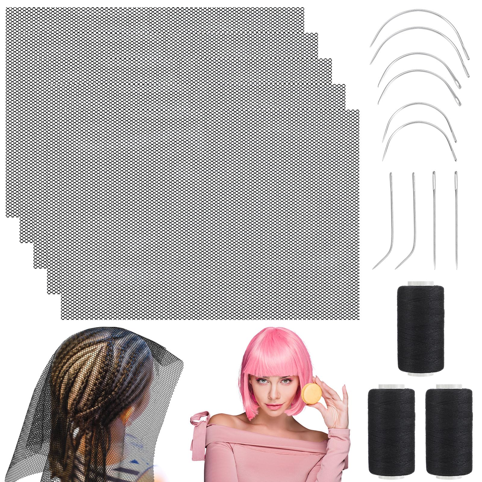 Luinabio hair net 26x18 inch coverage for secure wig sewing.