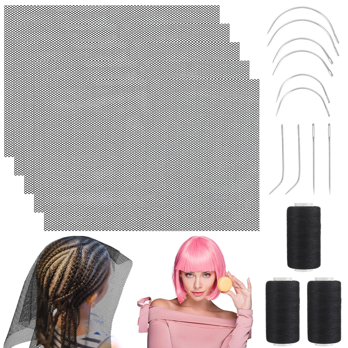 Luinabio hair net 26x18 inch coverage for secure wig sewing.