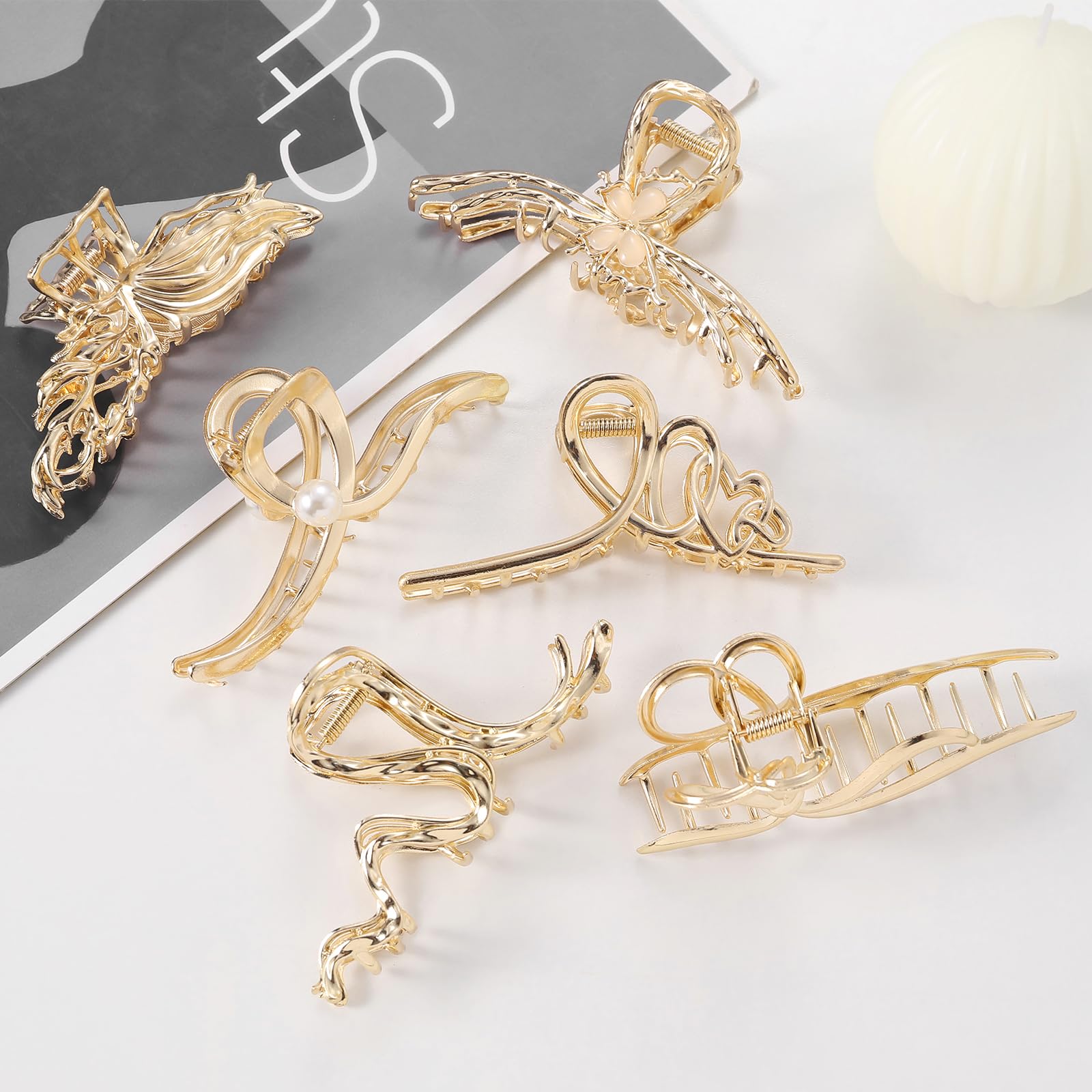 LUKACY 4-inch gold claw clip close-up highlighting durable alloy construction.