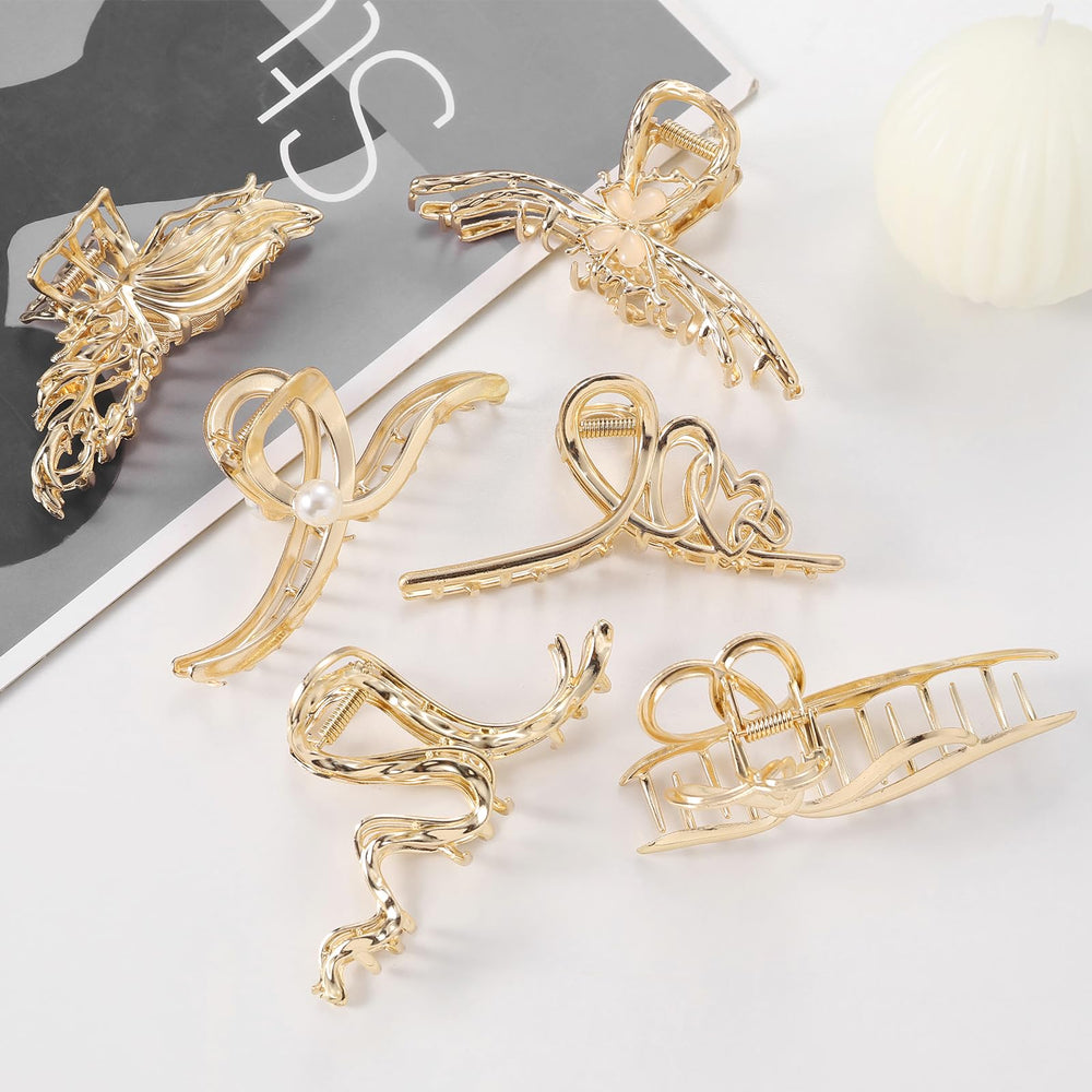 LUKACY 4-inch gold claw clip close-up highlighting durable alloy construction.