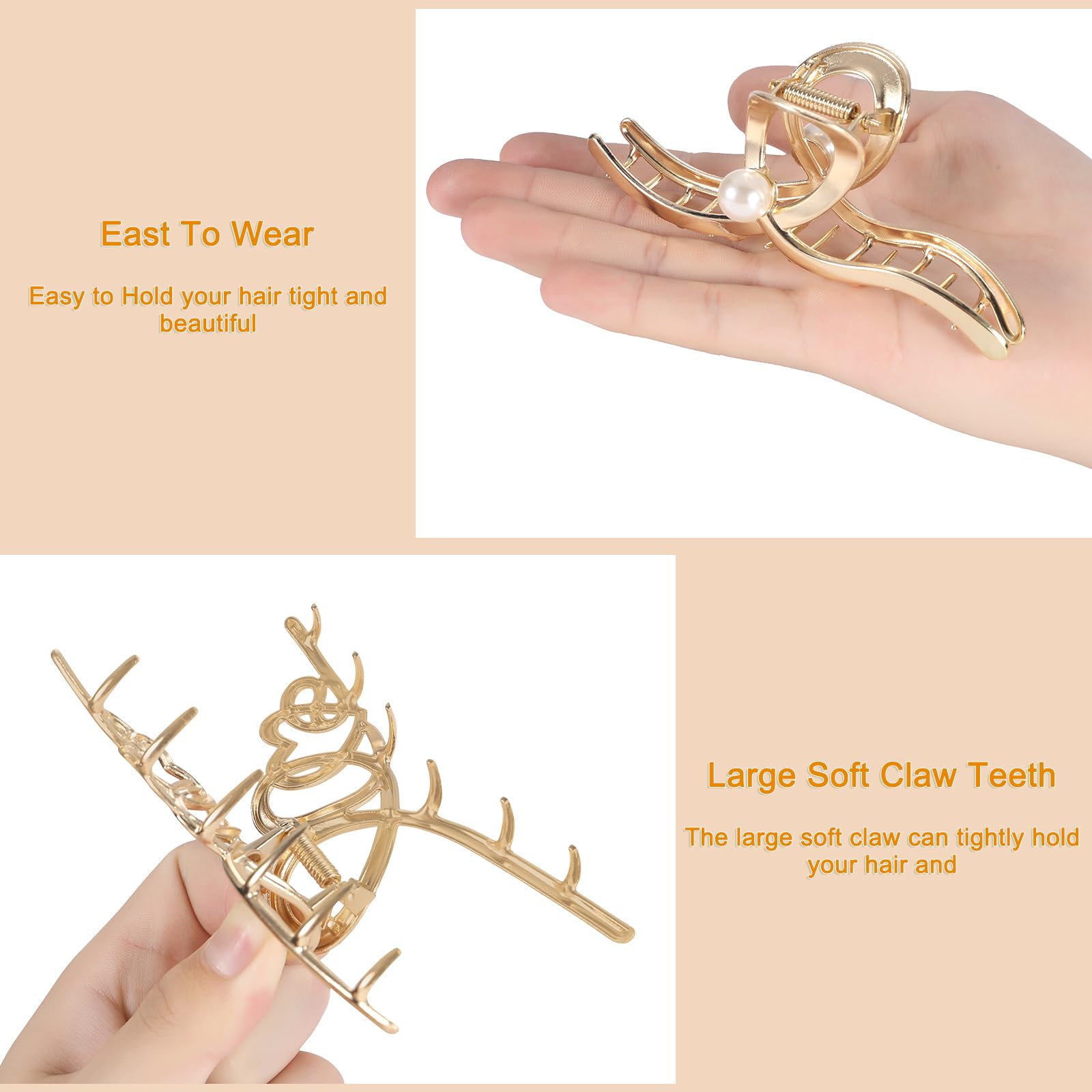 LUKACY fashion gold hair clamp shown as a versatile accessory for multiple hair types.