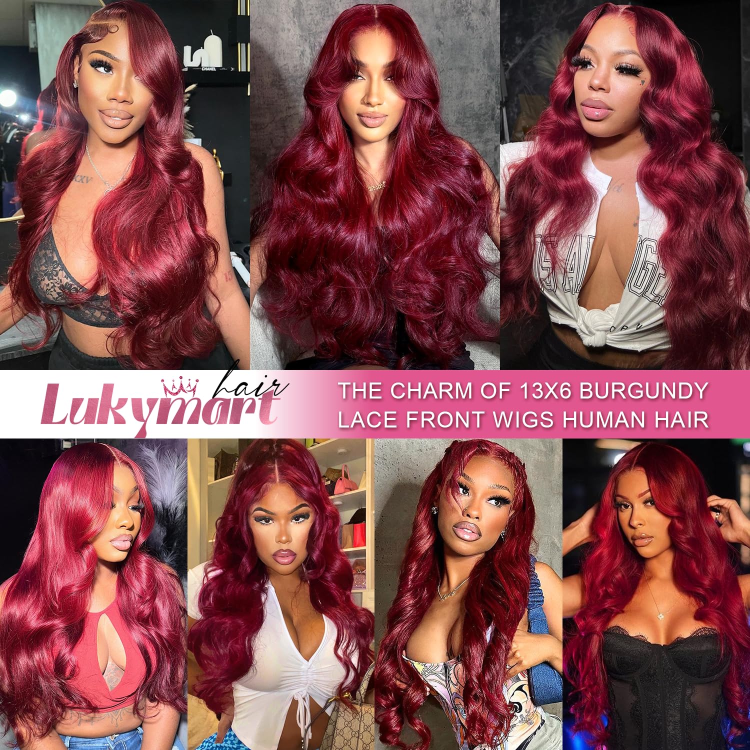Lukymart side-part and middle-part styling options for versatile looks