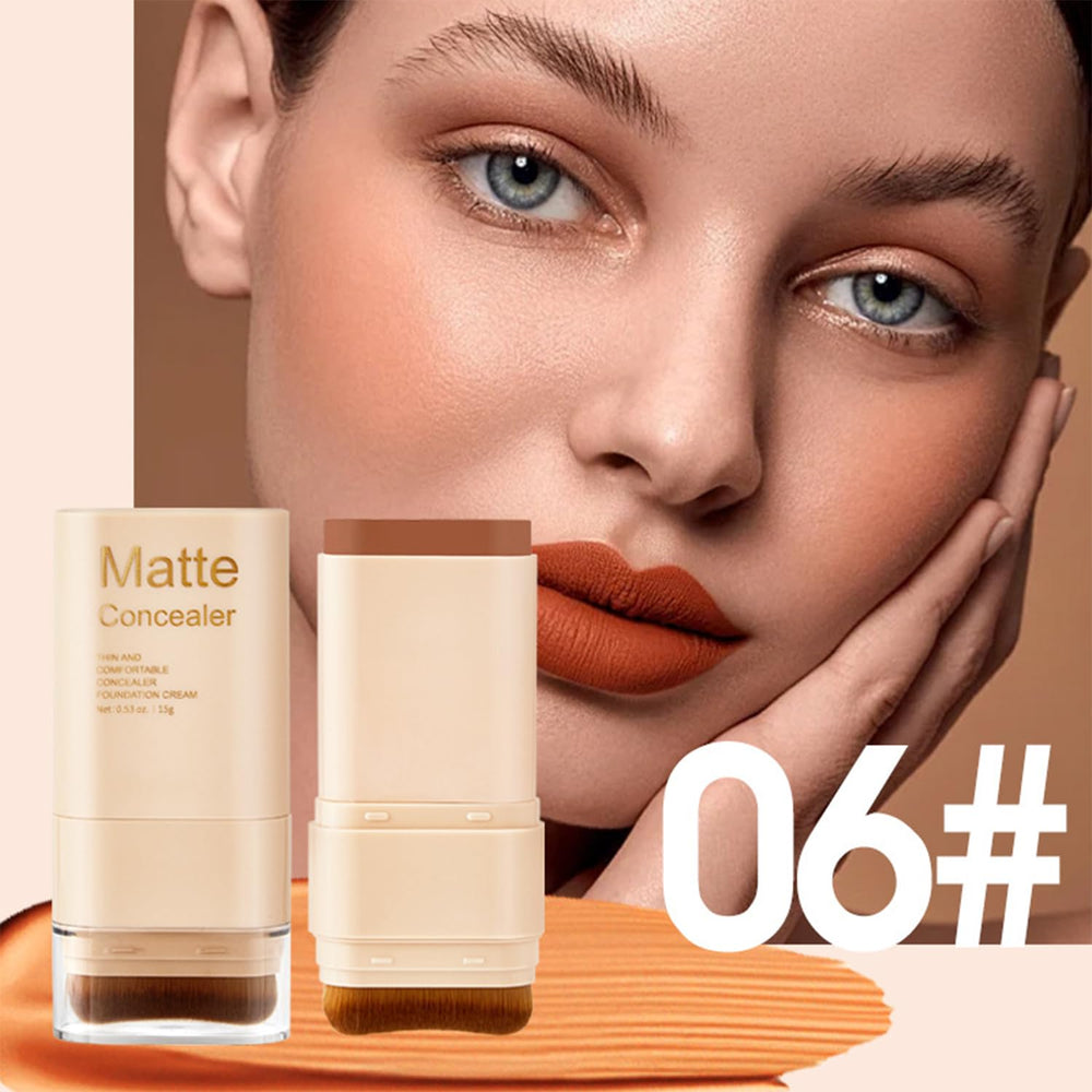 Lulesi Foundation Stick brush-concealer application demonstrates precise coverage for blemishes