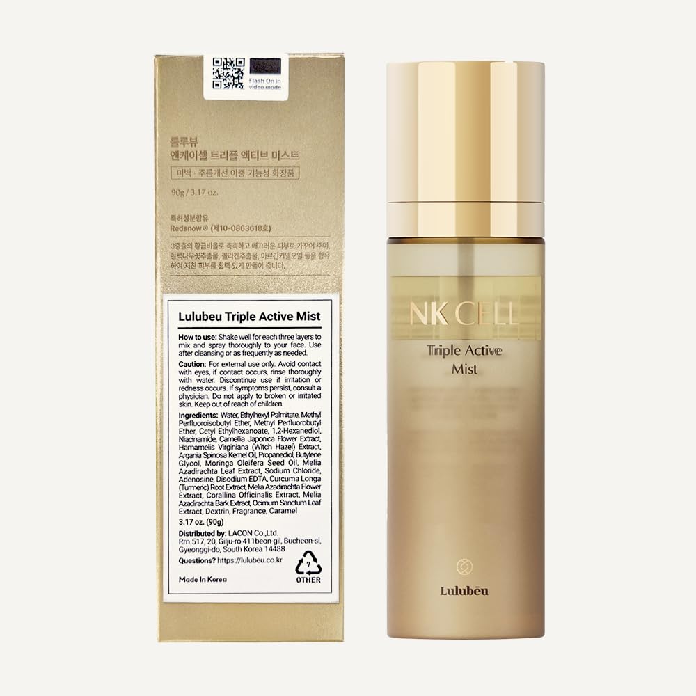 LULUBEU Triple Active Mist demonstrated for quick application over makeup.