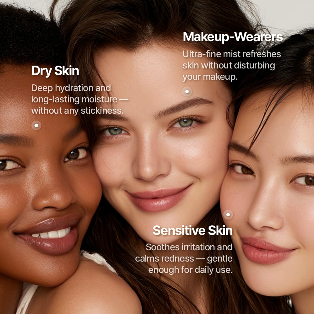 LULUBEU Triple Active Mist mist spray delivers ultra-fine hydration for makeup setting.