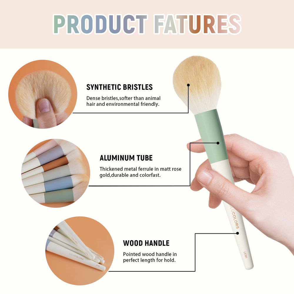 LULUCOLORS Colorful Series eye brushes close-up highlights precise control for definition.