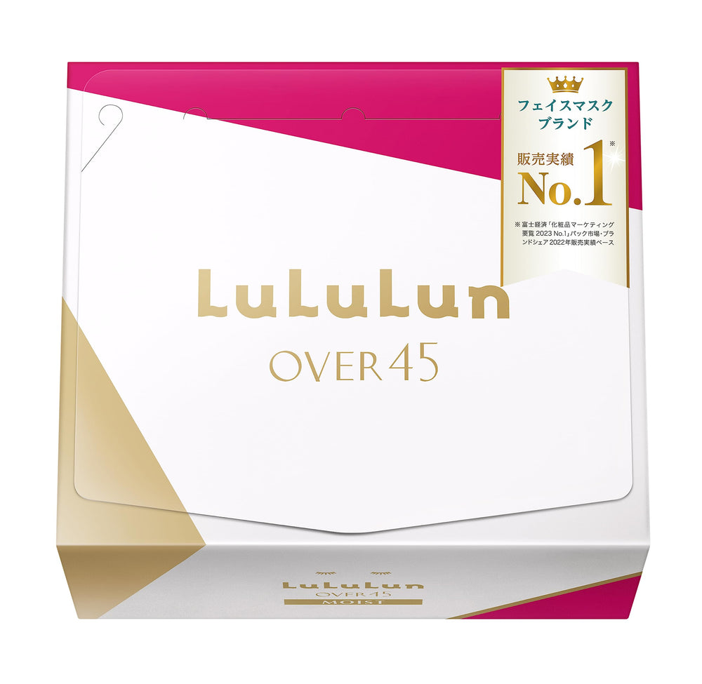 Lululun Over45 MOIST packaging showing 32-sheet box for daily hydration.