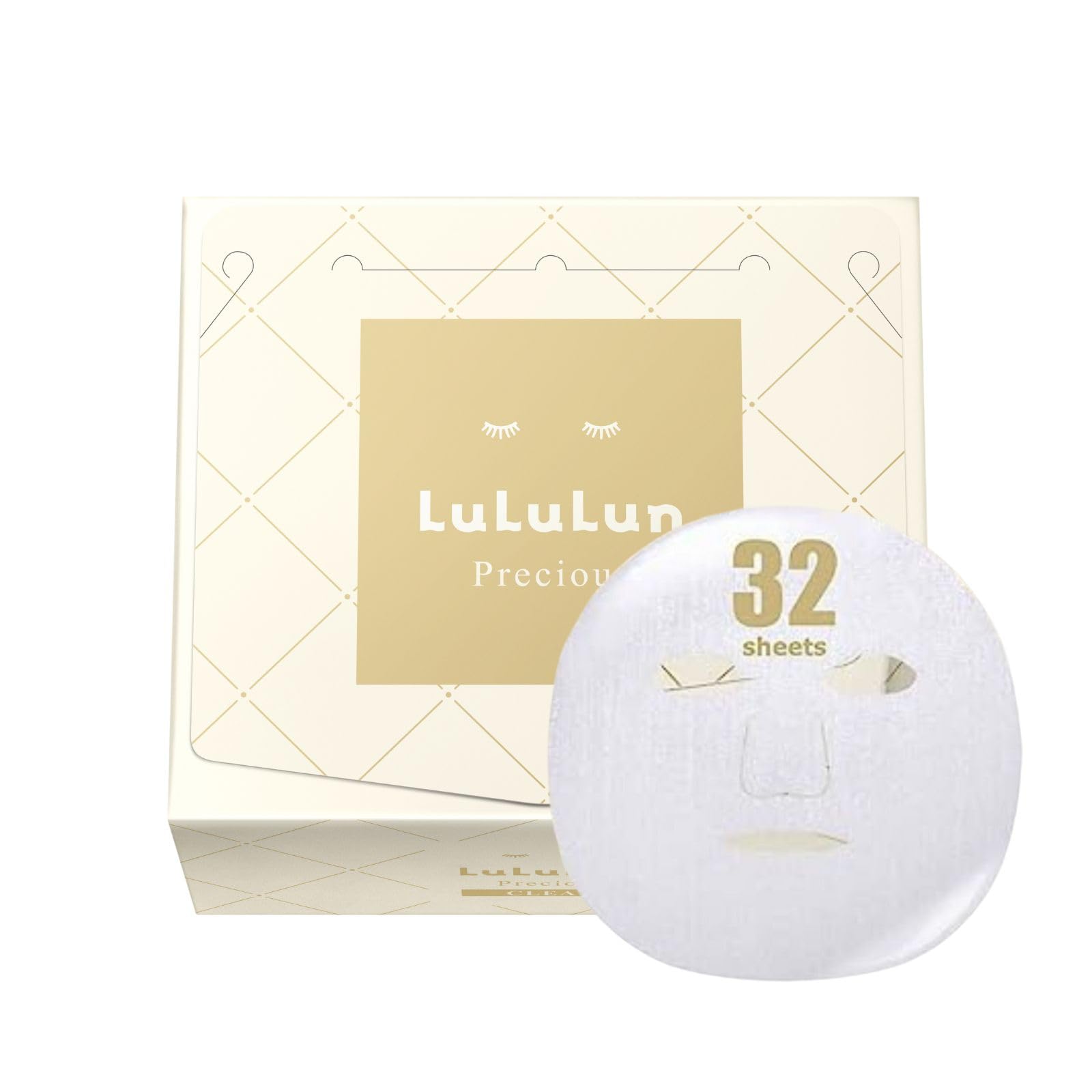Lululun Precious Clear packaging presents premium sheet mask for daily hydration and radiant skin