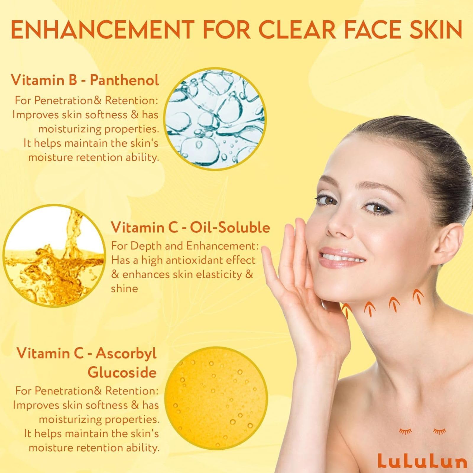 Lululun Vitamin C face mask on model demonstrates potential for even tone and brighter-looking skin