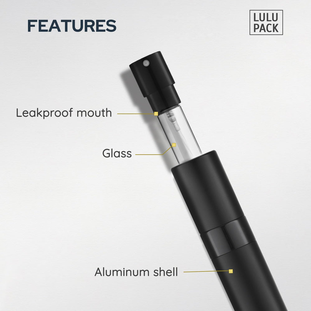 Lulupack travel perfume bottle 8ml aluminum case with glass inner bottle for reusable quality
