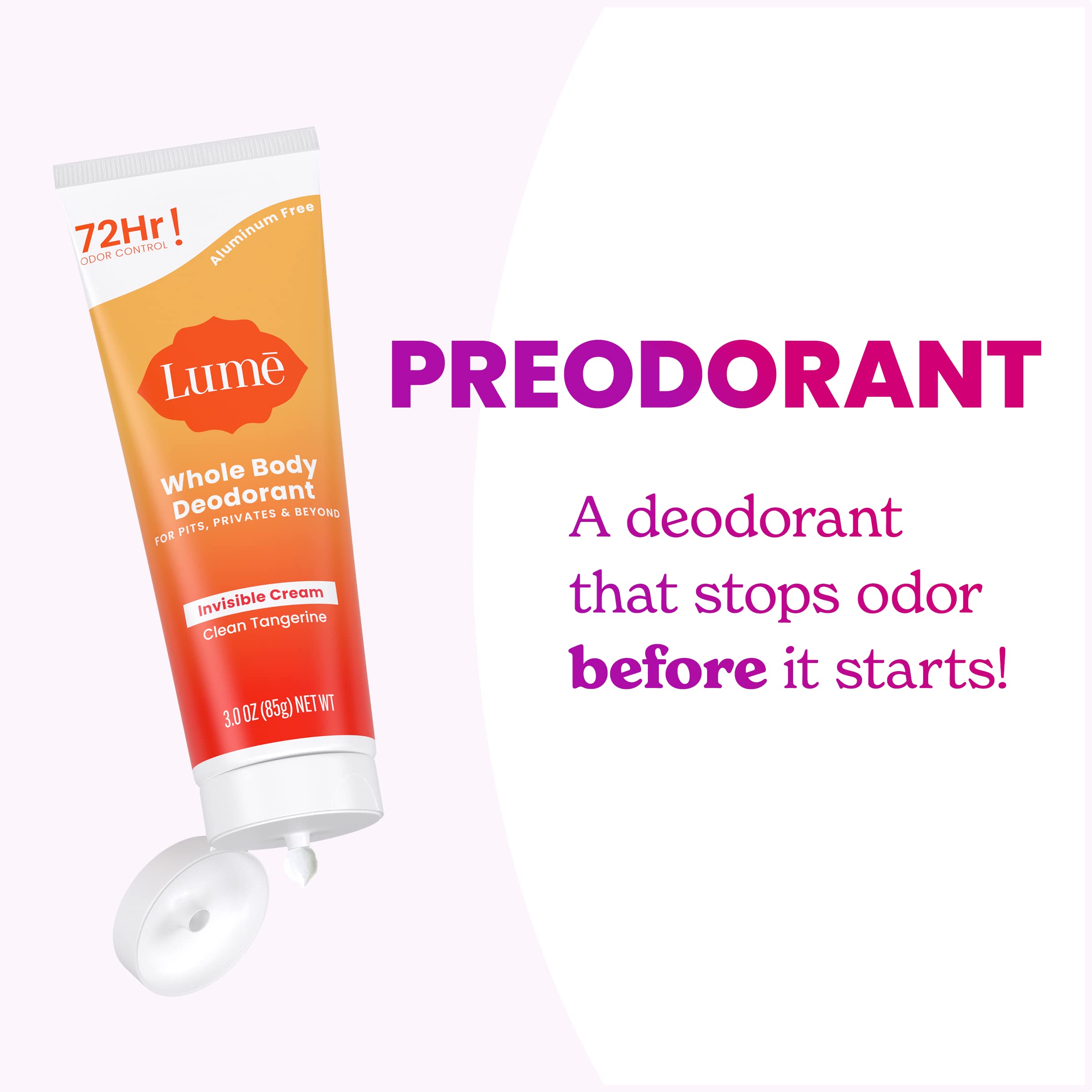 Lume 3-ounce tube packaging highlights compact travel-friendly design.